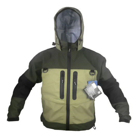 waterproof fishing jacket in army green color