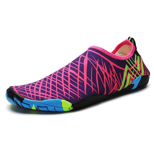 slim pink and purple ant-slip water shoes for women