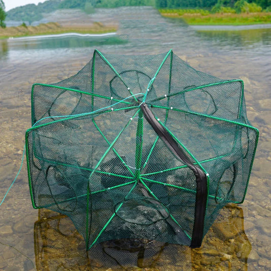 Deployed mesh crab net